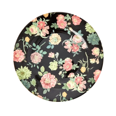 Rice plate with dark rose print
