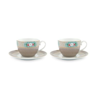 PIP Sett m/2 Bollar og undirskálar Blushing Birds Khaki