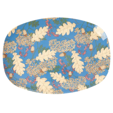 Rice Plate with autumm amd acorns print