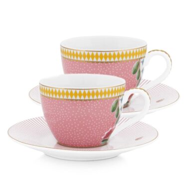 PIP Sett m/2 Espresso bollar og undirskálar La Majorelle bleikir