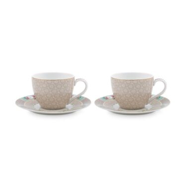 PIP Sett m/2 Espresso Bolli og undirskál Blushing Birds