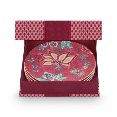 PIP Set/4 Plates Flower Festival Dark Pi