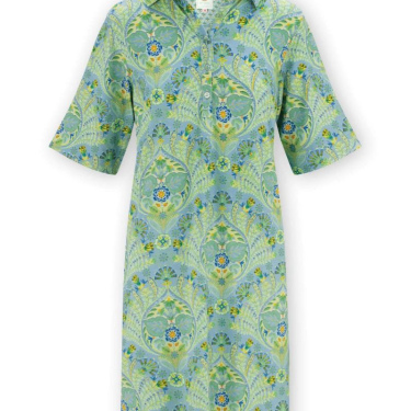 PHW náttkjóll, stutterma, Buttons Alba Blue Green