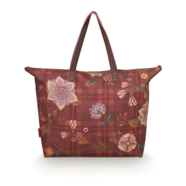 PIP Tilda Tote Taska Flores Felices Rauð 50 x 50cm