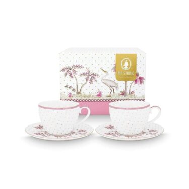 PIP Set/2 Cups & Saucers Jolie Dots Gold